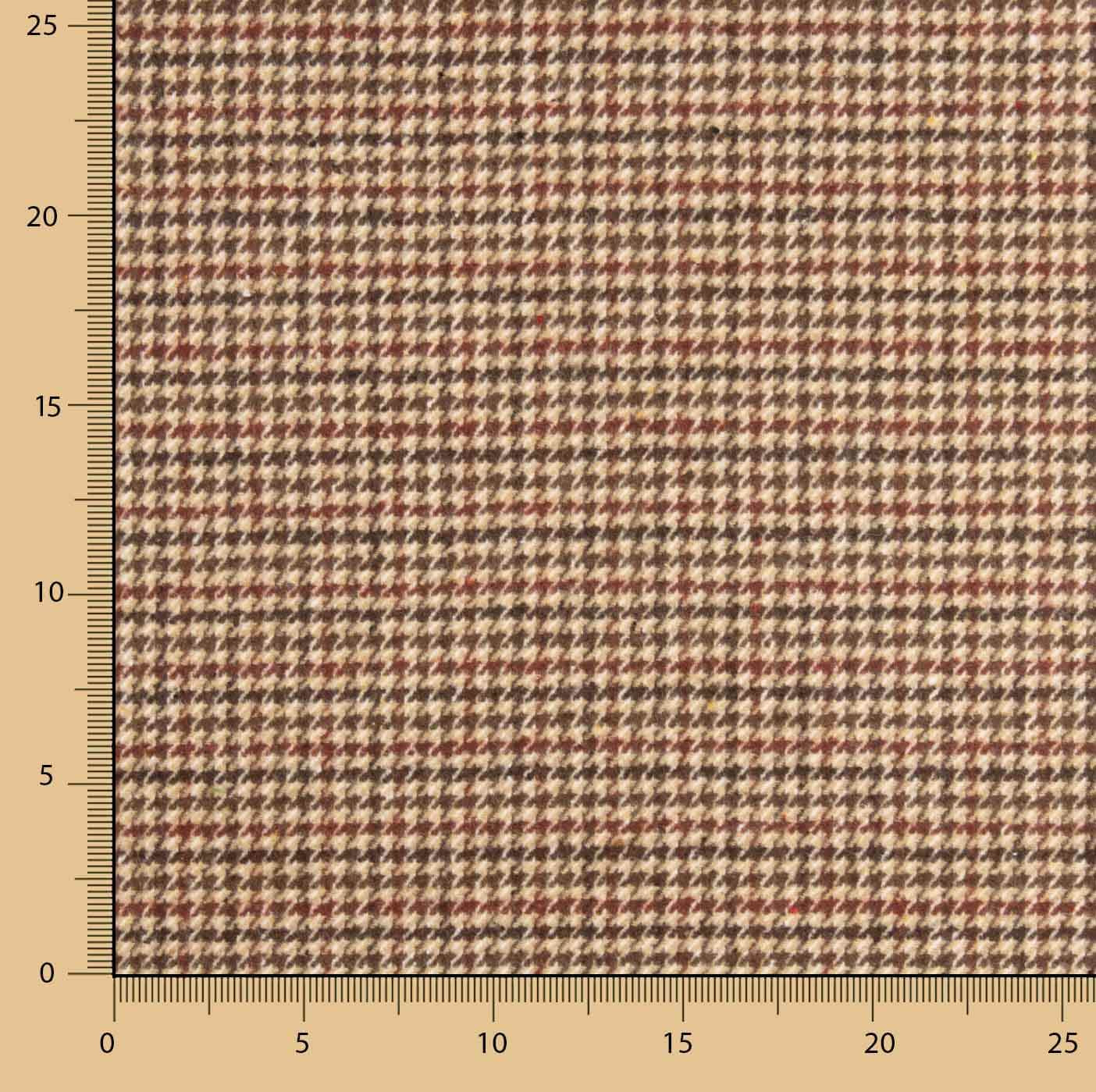 Loden aus Wolle mit Hahnentritt in Beige und Dunkelrot - Ribes y Casals