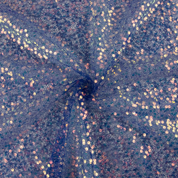 Spinnennetz-Paillettentüll mit blauen Pailletten - Ribes y Casals