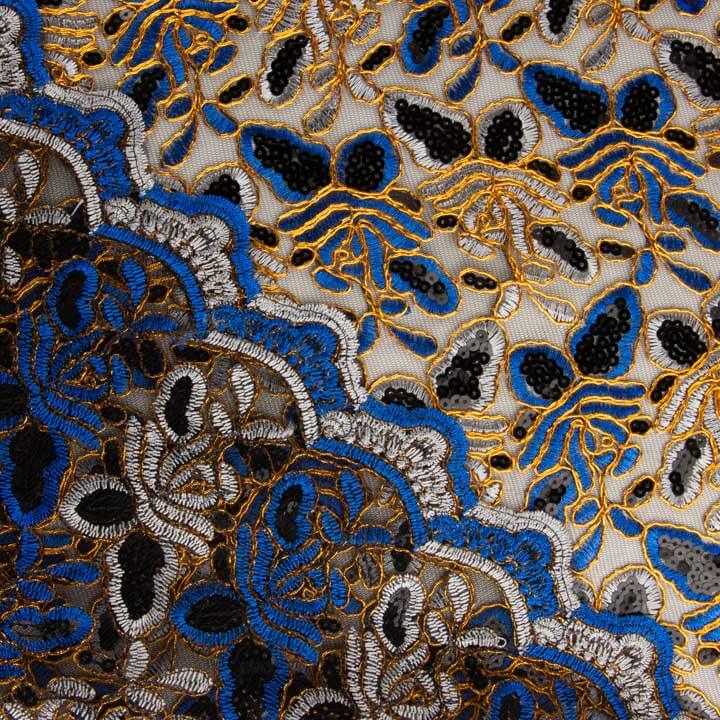 Bestickte Stickerei mit Pailletten, Alhambra-Blau - Ribes y Casals