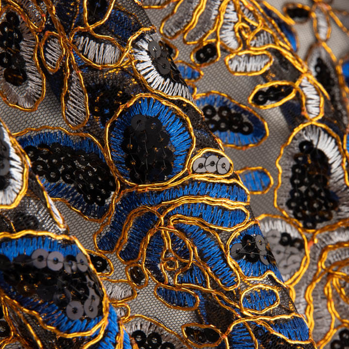 Bestickte Stickerei mit Pailletten, Alhambra-Blau - Ribes y Casals