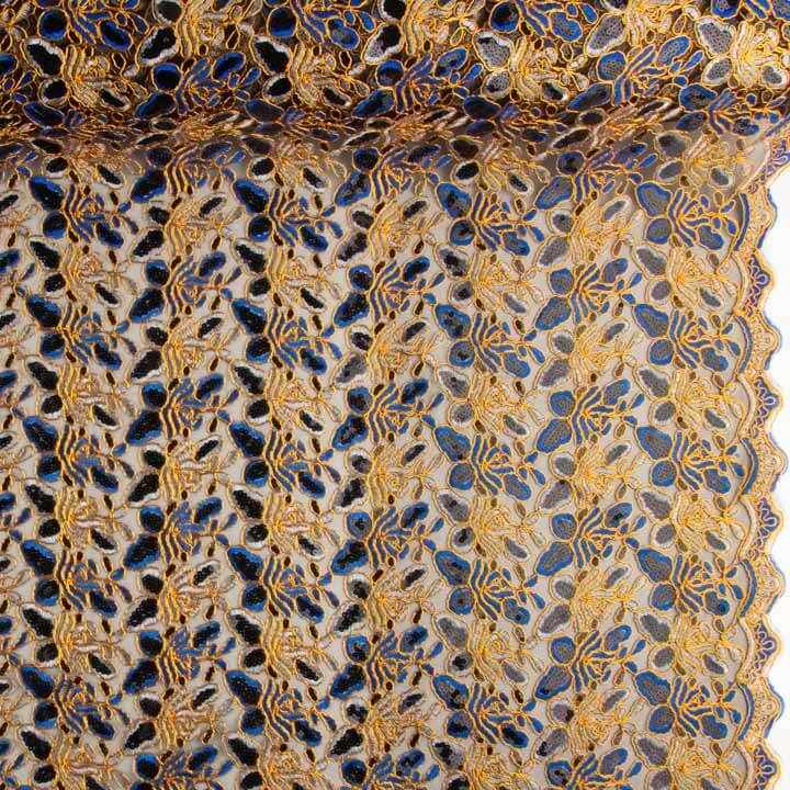 Bestickte Stickerei mit Pailletten, Alhambra-Blau - Ribes y Casals