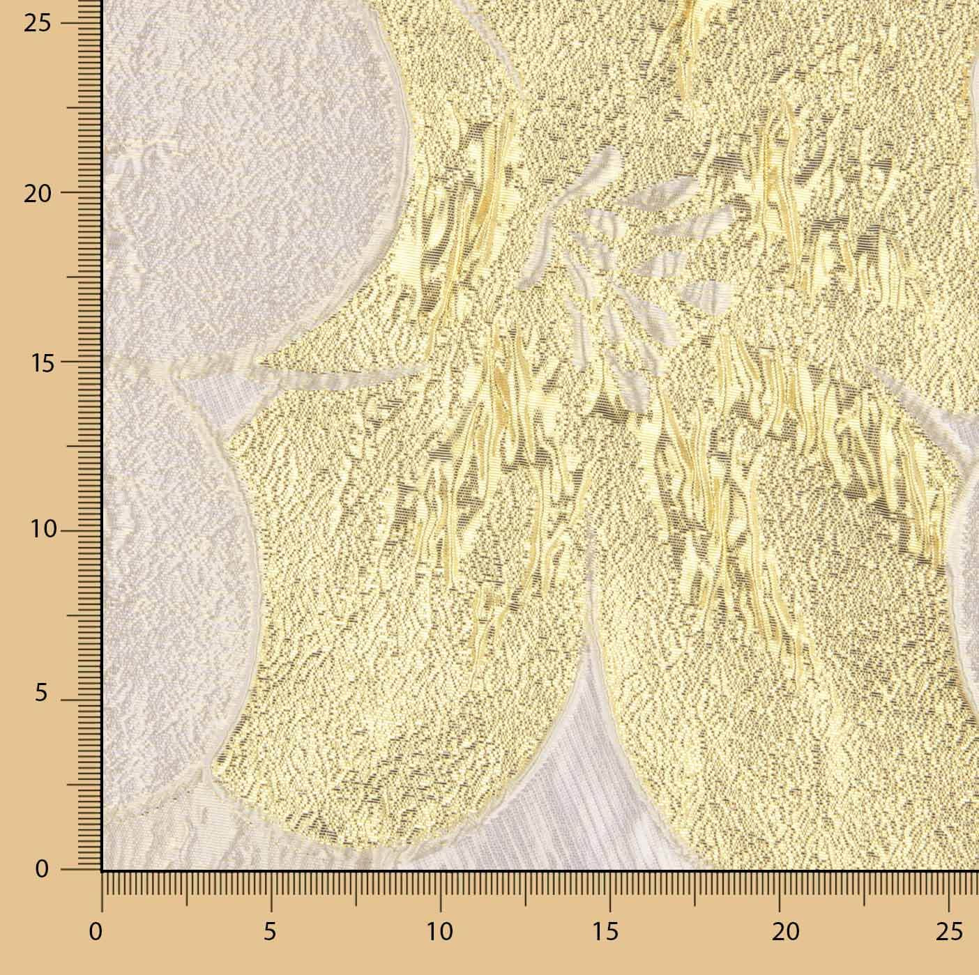 Jacquard-Muster „Blütenblätter“ in Elfenbein und Gold - Ribes y Casals