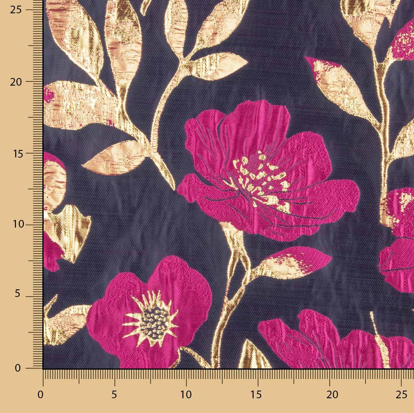 Fantasie-Brokat in Blau, Fuchsia und Gold - Ribes y Casals