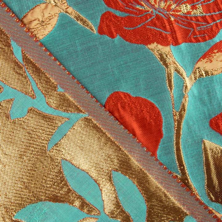 Fantasie-Brokat in Magnolie, Türkis, Rot und Gold - Ribes y Casals