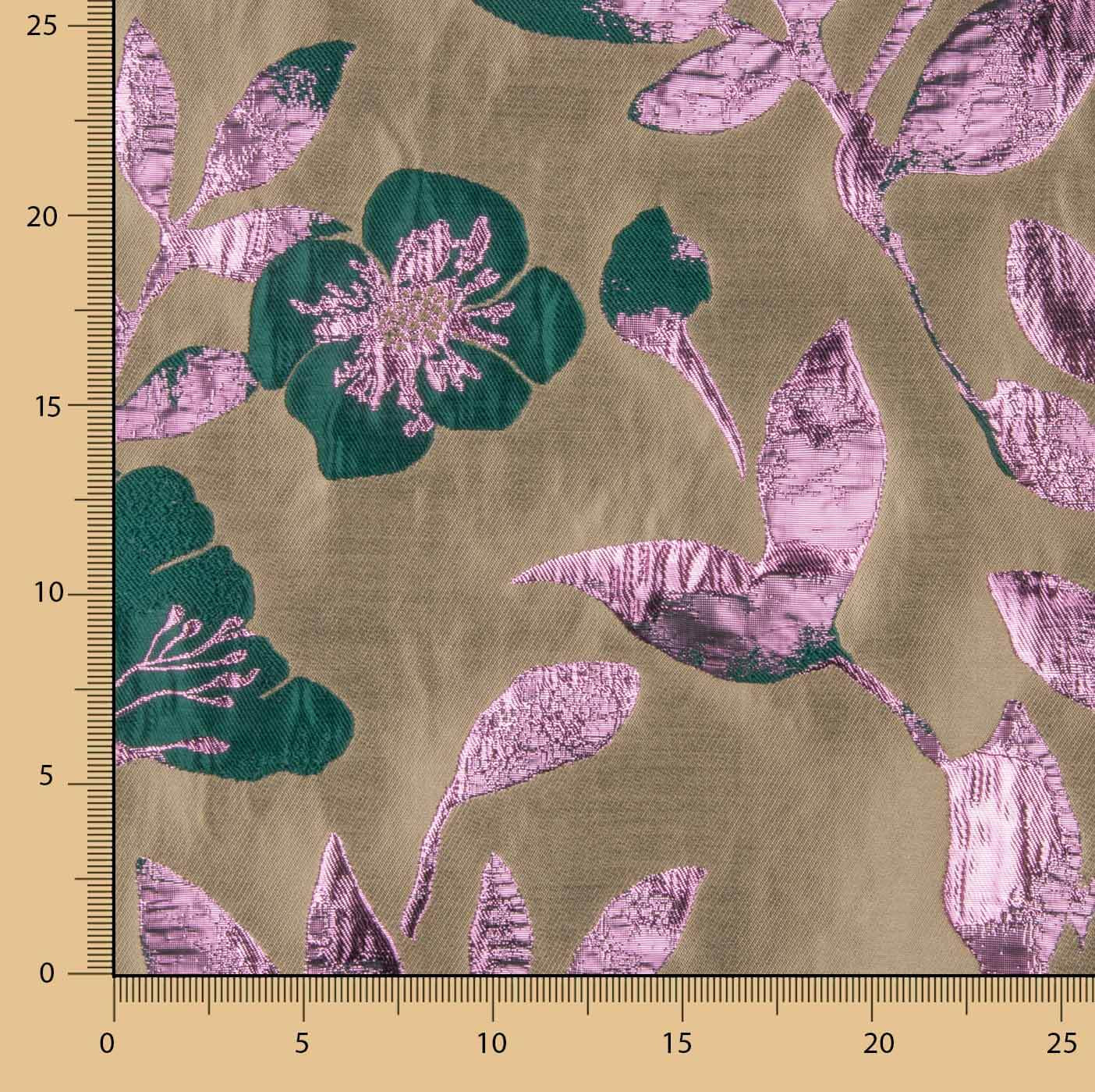 Fantasie-Brokat in Magnolia, Taupe, Grün und Rosa - Ribes y Casals