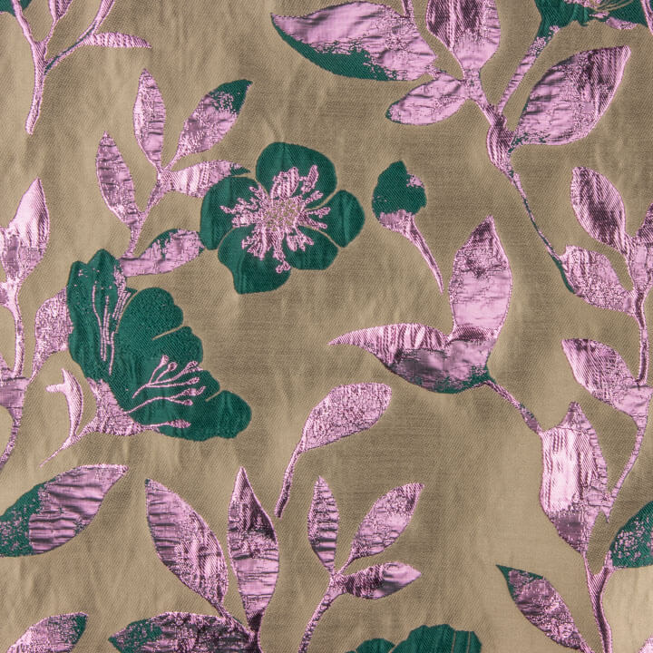 Fantasie-Brokat in Magnolia, Taupe, Grün und Rosa - Ribes y Casals