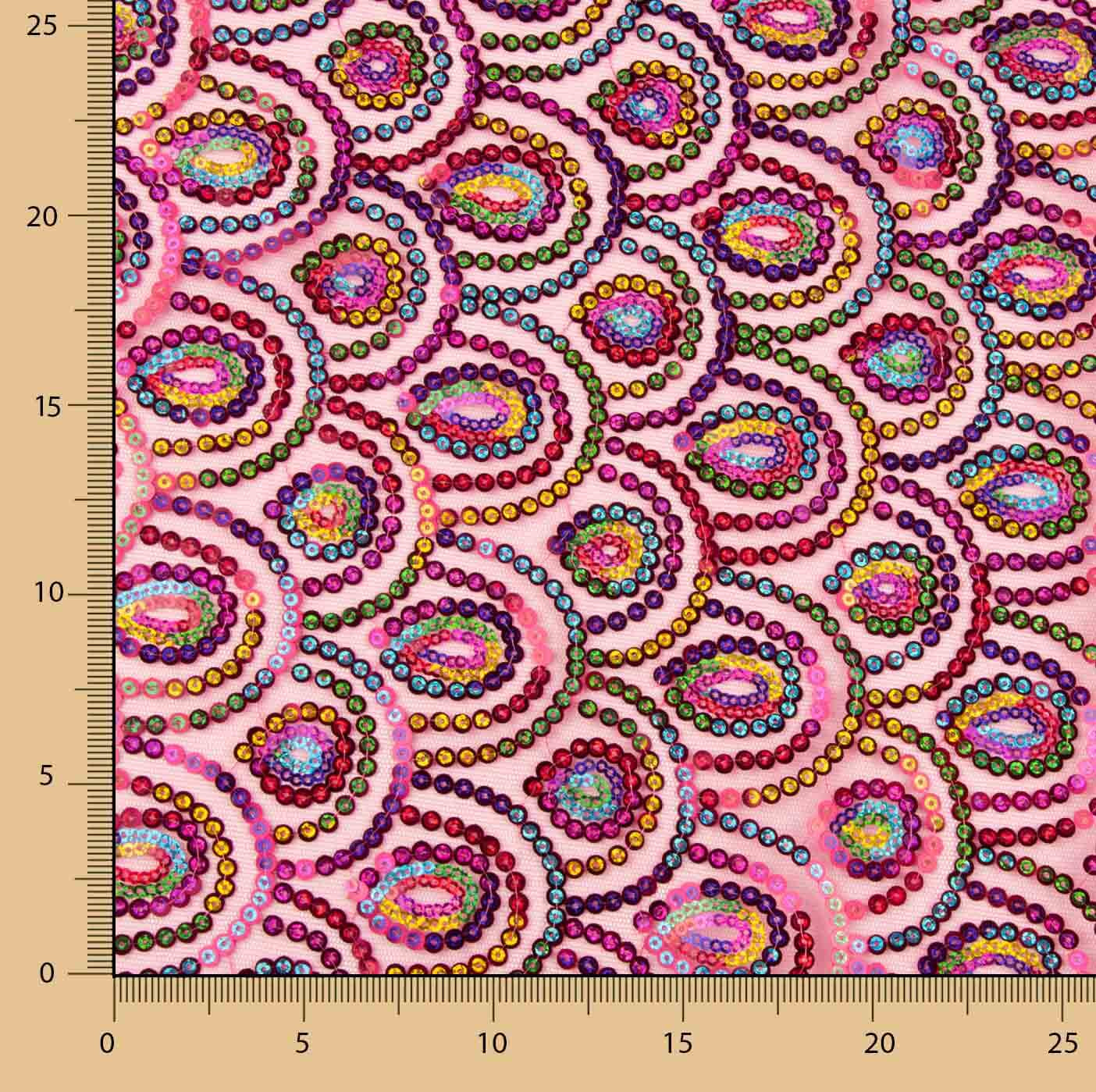 Stretch-Tüll „Fucsia Fantasía“ mit Prisma-Pailletten - Ribes y Casals