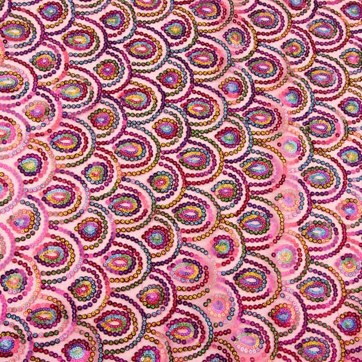 Stretch-Tüll „Fucsia Fantasía“ mit Prisma-Pailletten - Ribes y Casals