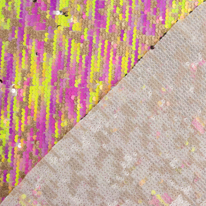 Paillettentüll „Fantasía“ mit schillernden Pailletten in Aurora-Fuchsia - Ribes y Casals