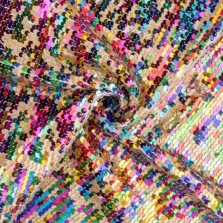 Paillettentüll „Fantasía“ mit schillernden Pailletten in mehrfarbigen Farben des Regenbogens - Ribes y Casals