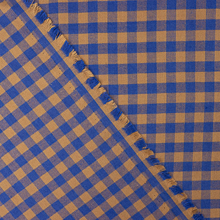 Baumwollstoff-Flanellhemd mit blau-braunem Karomuster - Ribes y Casals