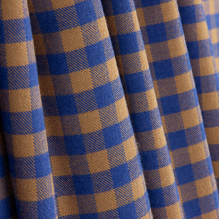 Baumwollstoff-Flanellhemd mit blau-braunem Karomuster - Ribes y Casals
