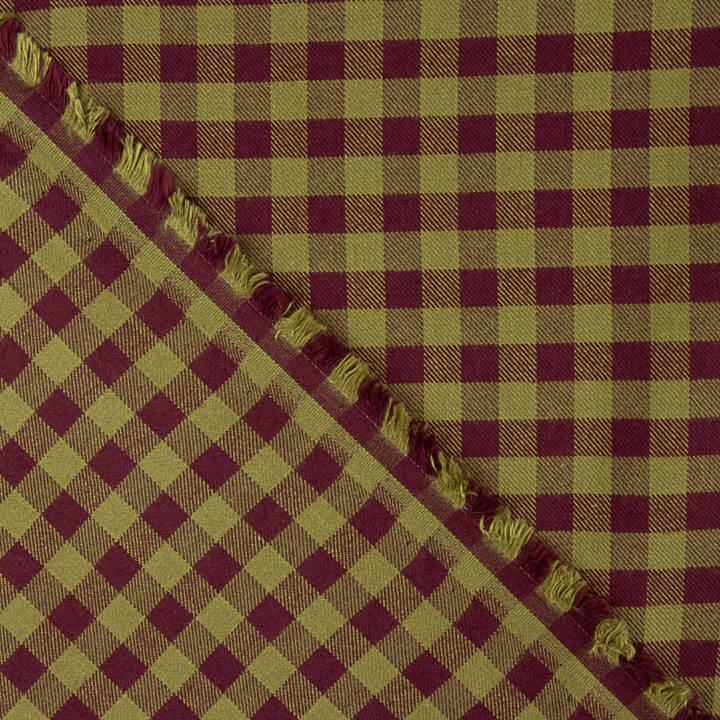 Baumwollstoff mit dunkelroten und grünen Karos - Ribes y Casals