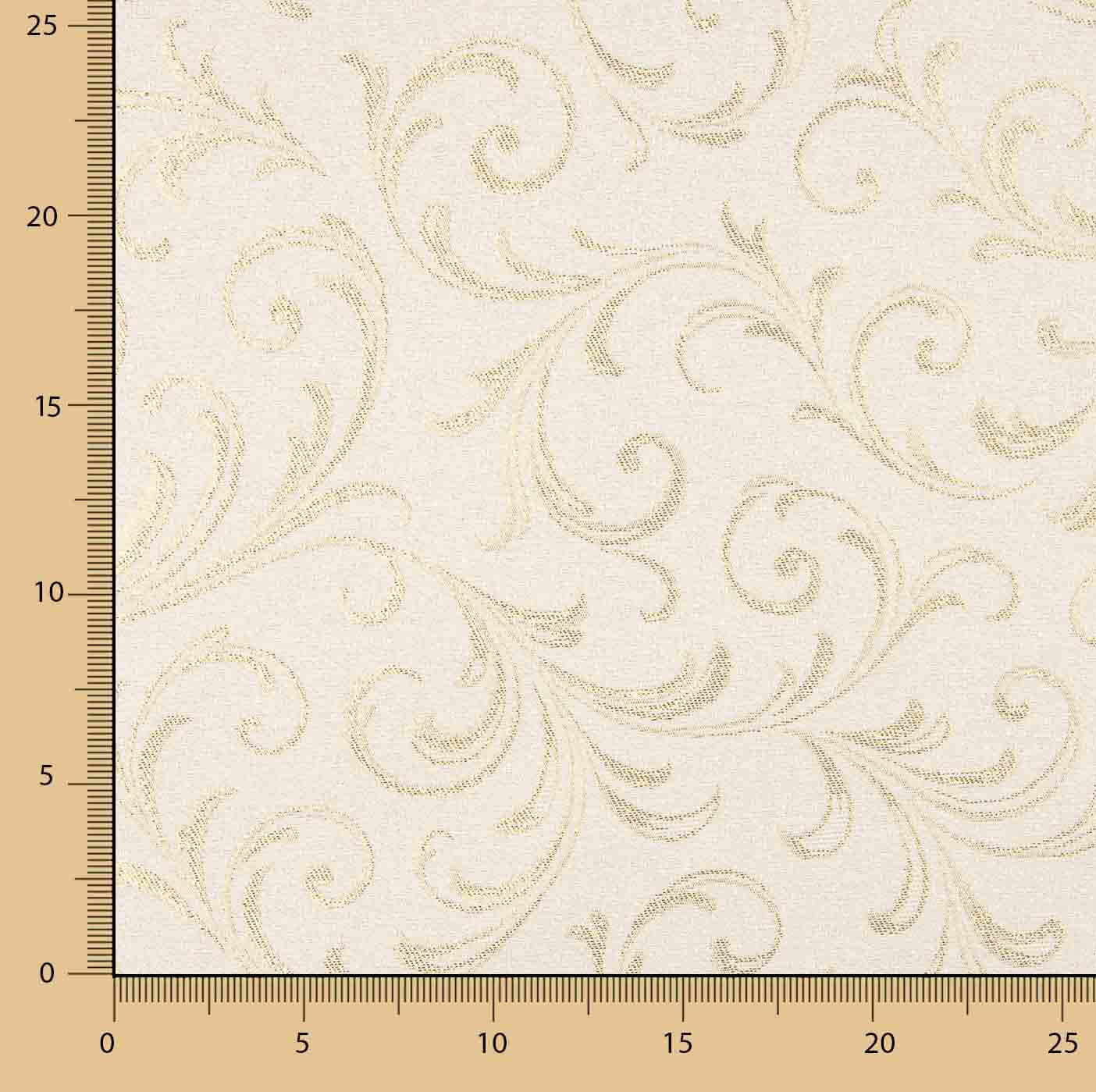 Jacquard-Canvas mit Gold-Lurex und ornamentalen Zweigen - Ribes y Casals