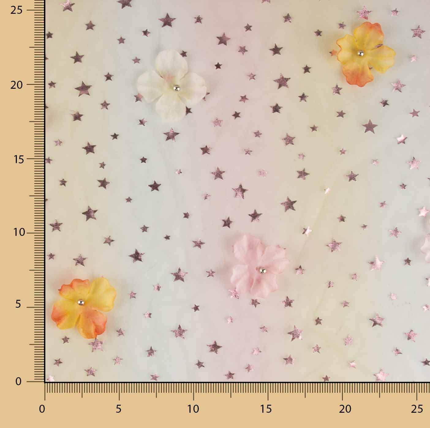 Regenbogen-Feen-Himmel mit 3D-Blumenmuster und Sternen - Ribes y Casals