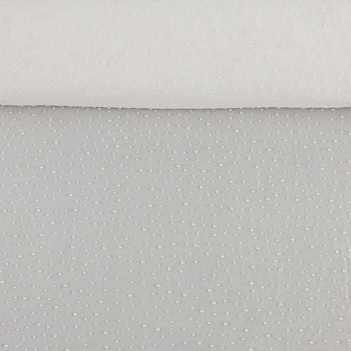 Weißer, Stretch-Tüll mit Wassertropfen-Effekt - Ribes y Casals