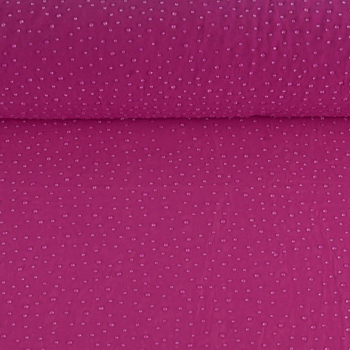 Stretch-Tüll in Fuchsia mit Wassertropfen-Effekt - Ribes y Casals