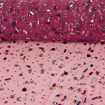 Luxuriöse Tüll-Robe in Fuchsia mit mehrfarbigen Strasssteinen - Ribes y Casals