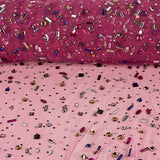 Luxuriöse Tüll-Robe in Fuchsia mit mehrfarbigen Strasssteinen - Ribes y Casals