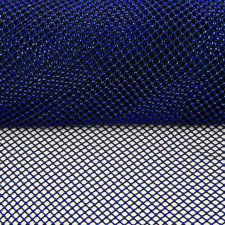 Marineblauer Netzstoff mit glänzenden blauen Strasssteinen - Ribes y Casals