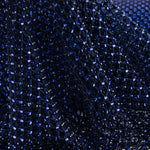 Marineblauer Netzstoff mit glänzenden blauen Strasssteinen - Ribes y Casals