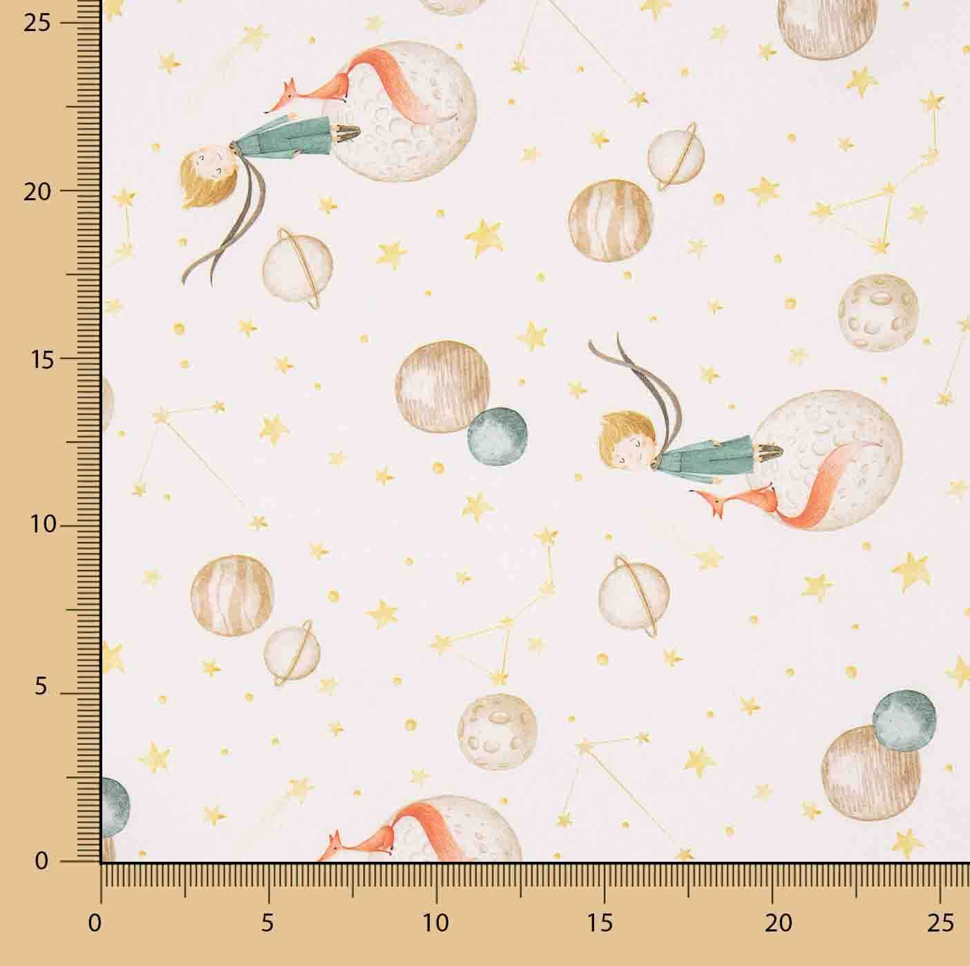 Bedrucktes Bettlaken aus Baumwollstoff „Der kleine Prinz und die Planeten“ - Ribes y Casals