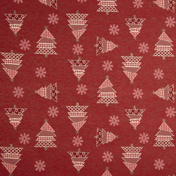 Canvas-Stoff „Weihnachten – Tannenbäume in Rot mit Lurex“ - Ribes y Casals