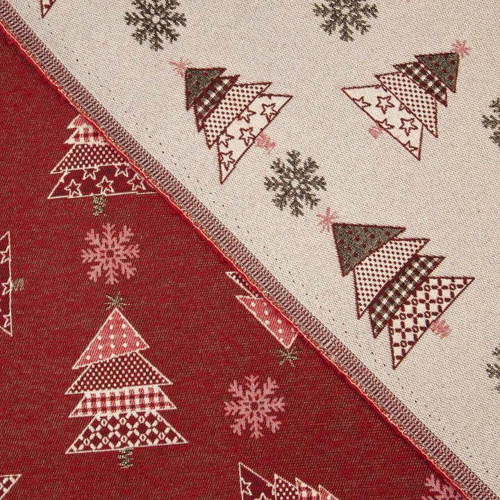 Canvas-Stoff „Weihnachten – Tannenbäume in Rot mit Lurex“ - Ribes y Casals