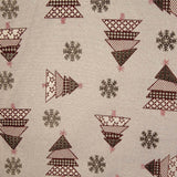 Canvas-Stoff „Weihnachten – Tannenbäume in Rot mit Lurex“ - Ribes y Casals