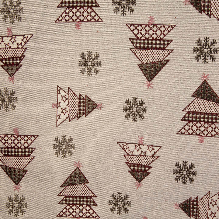 Canvas-Stoff „Weihnachten – Tannenbäume in Rot mit Lurex“ - Ribes y Casals