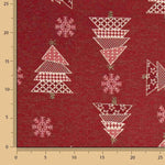 Canvas-Stoff „Weihnachten – Tannenbäume in Rot mit Lurex“ - Ribes y Casals