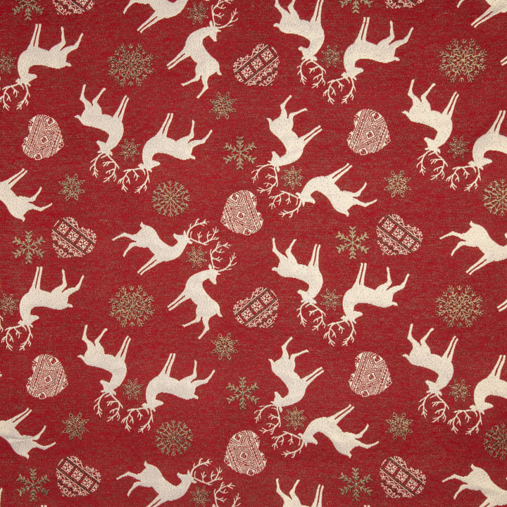 Jacquard-Canvas „Nordische Weihnachten“ in Rot mit Lurex - Ribes y Casals