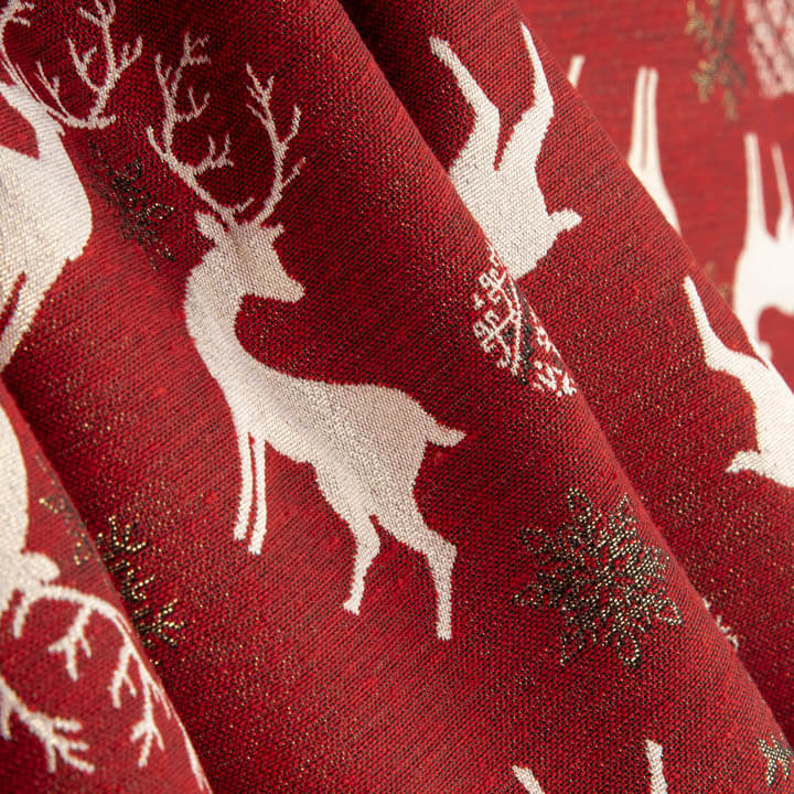 Jacquard-Canvas „Nordische Weihnachten“ in Rot mit Lurex - Ribes y Casals