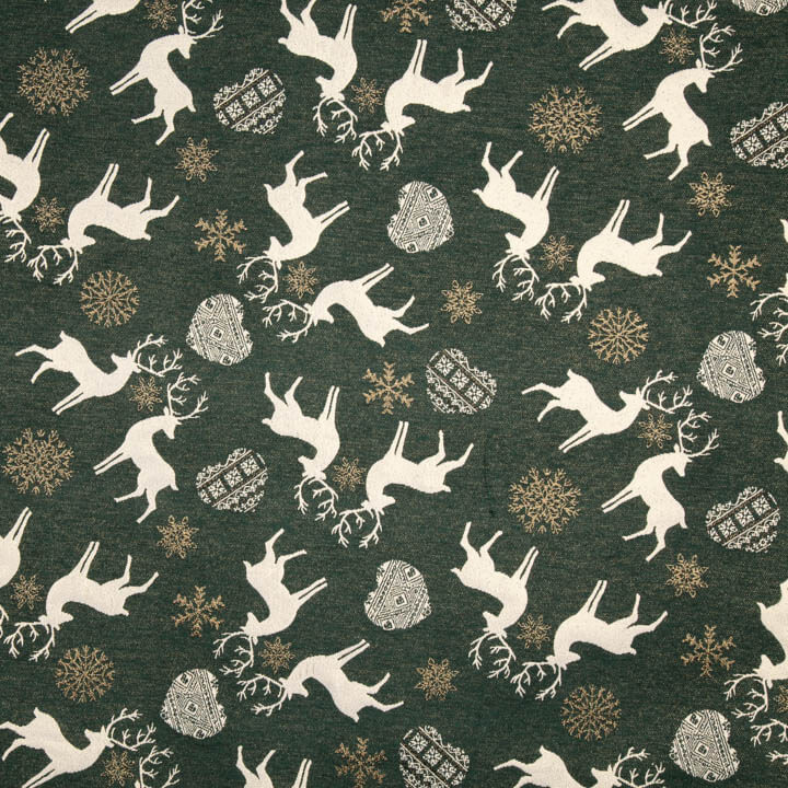 Canvas-Jacquard „Nordische Weihnachten“ in Grün mit Lurex - Ribes y Casals