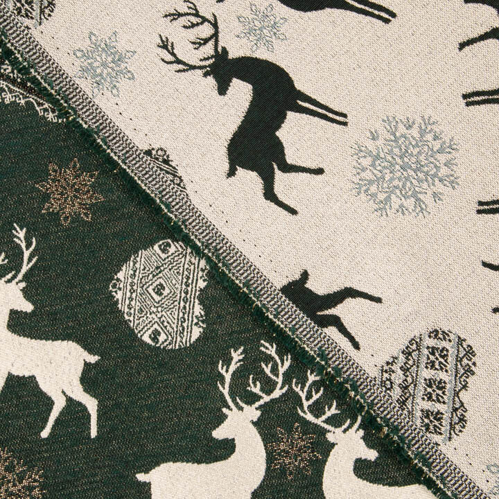Canvas-Jacquard „Nordische Weihnachten“ in Grün mit Lurex - Ribes y Casals