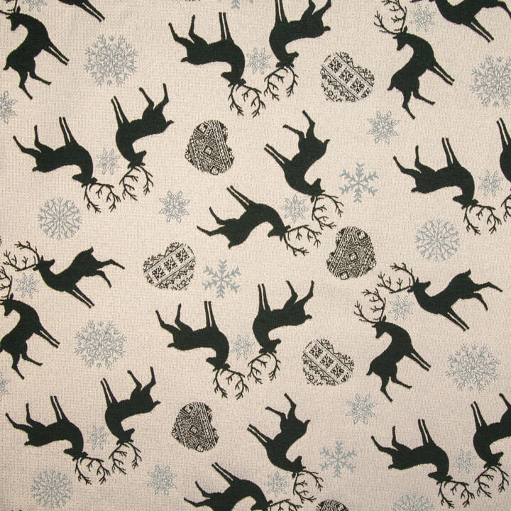 Canvas-Jacquard „Nordische Weihnachten“ in Grün mit Lurex - Ribes y Casals