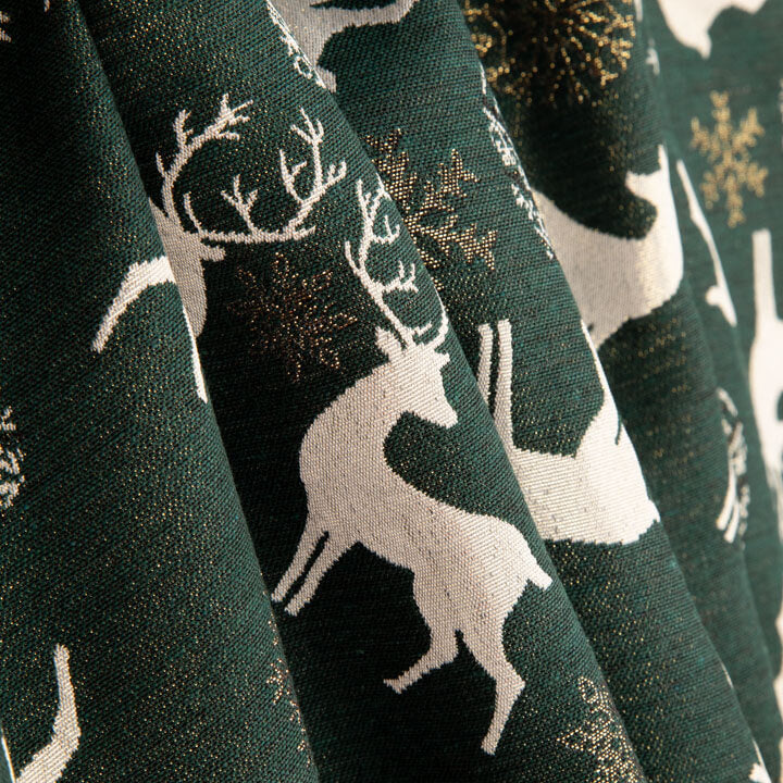 Canvas-Jacquard „Nordische Weihnachten“ in Grün mit Lurex - Ribes y Casals