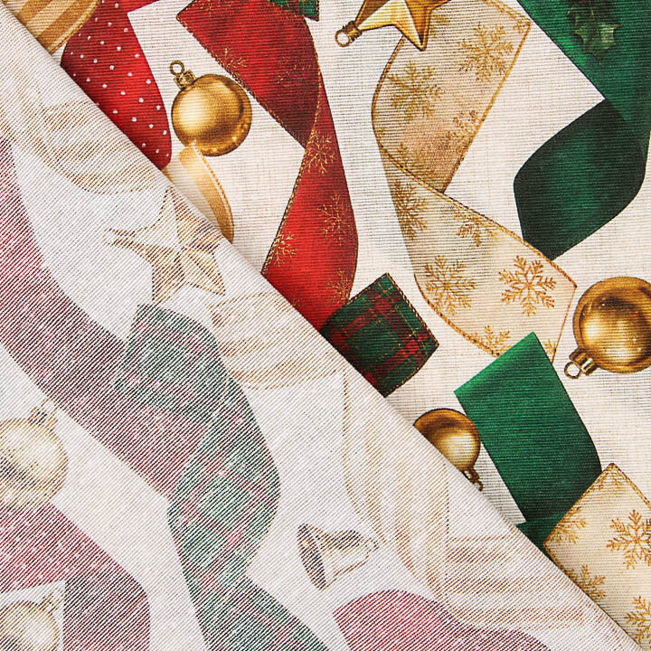 Bedrucktes Canvas mit Weihnachtsmustern und Bändern - Ribes y Casals