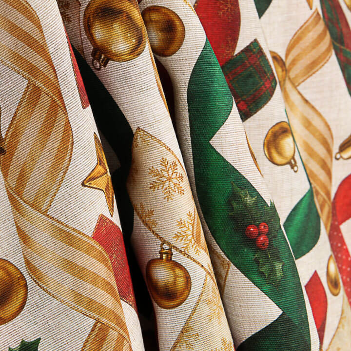 Bedrucktes Canvas mit Weihnachtsmustern und Bändern - Ribes y Casals
