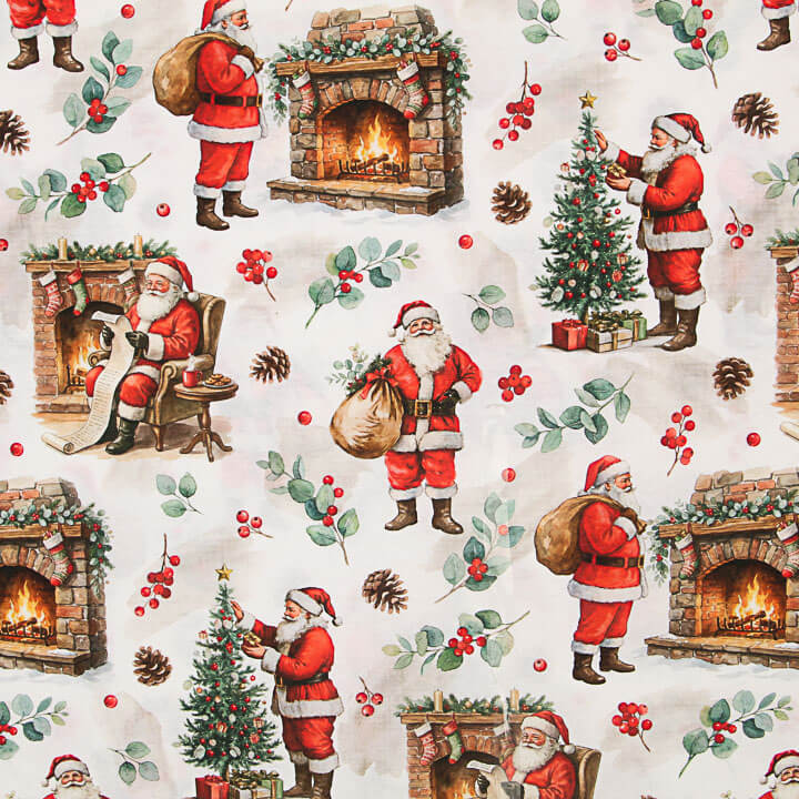 Bedrucktes Canvas mit Weihnachtsmann und Kamin - Ribes y Casals