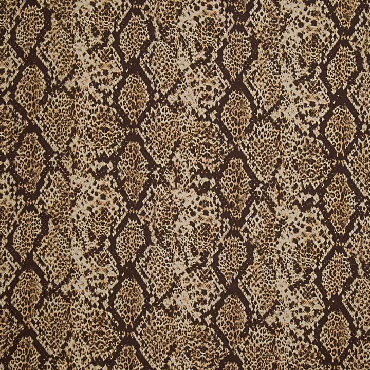 Beidseitig bedruckter Viskosestoff mit braunem Schlangenmuster-Animalprint - Ribes y Casals
