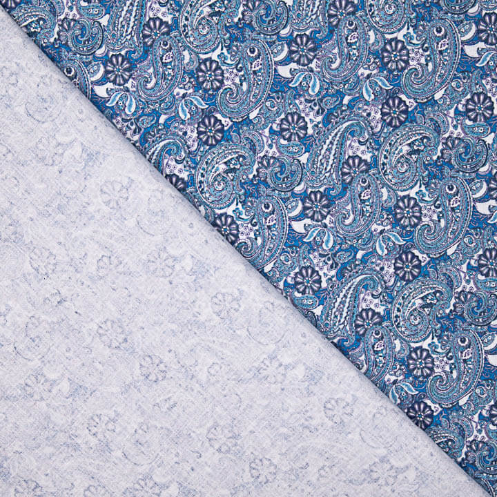 Bedruckte Popeline mit Paisleymuster in Blau - Ribes y Casals