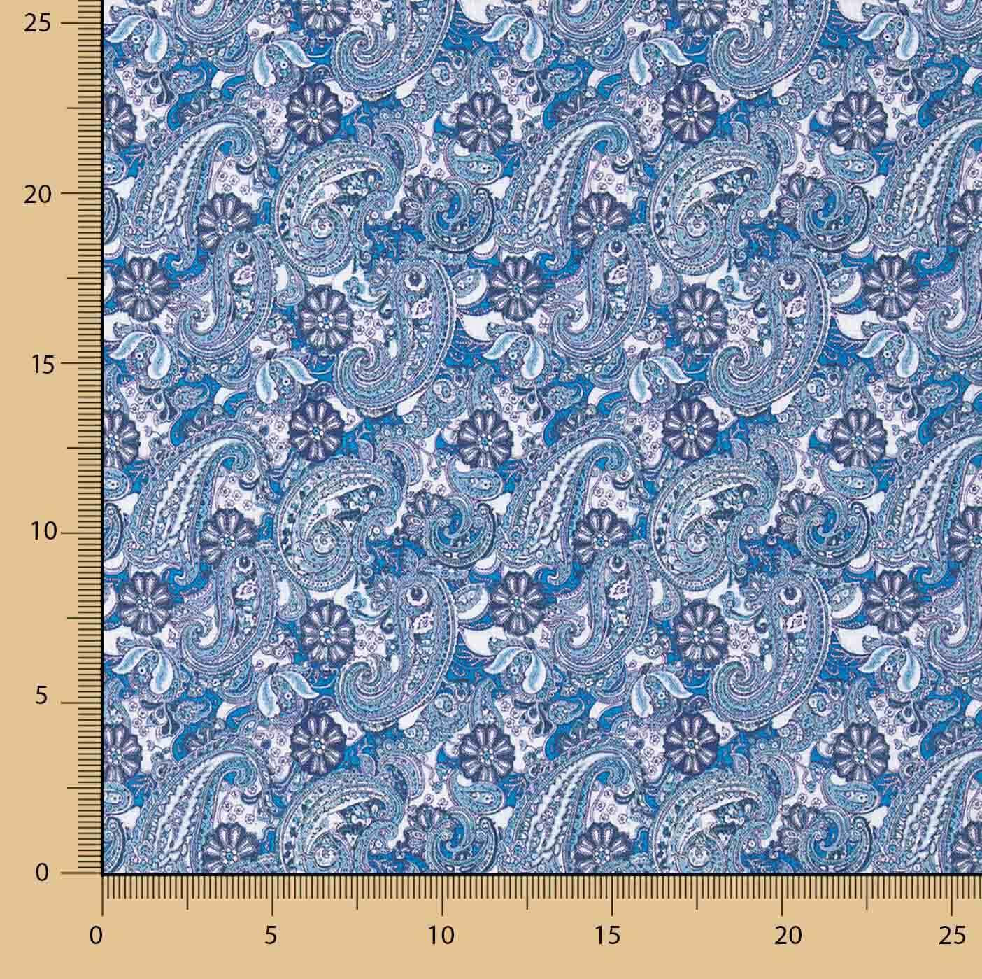 Bedruckte Popeline mit Paisleymuster in Blau - Ribes y Casals