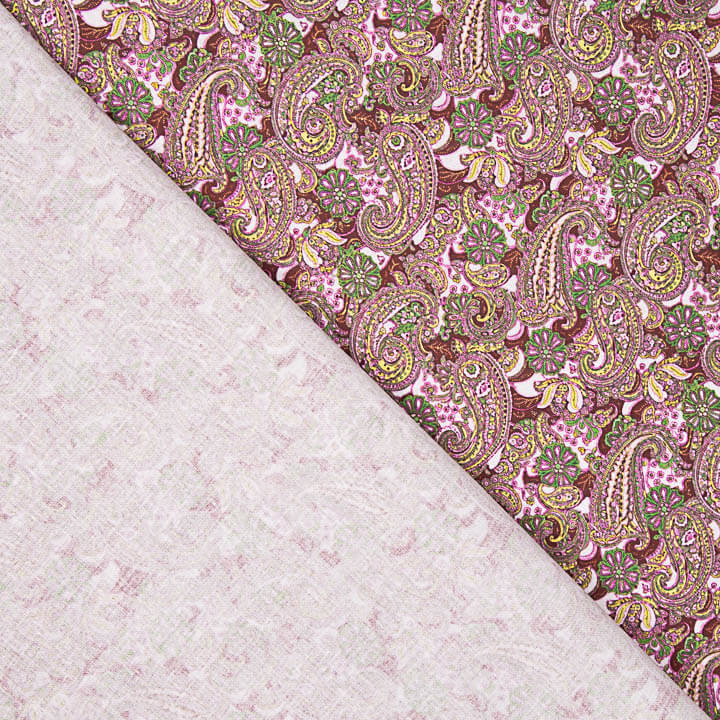 Bedruckte Popeline mit Paisleymuster in Rosa - Ribes y Casals