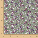 Bedruckte Popeline mit Paisleymuster in Grün und Malve - Ribes y Casals