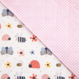 Steppstoff-Kissen, klein, Garten- und Vichy-Karo-Muster, rosa - Ribes y Casals