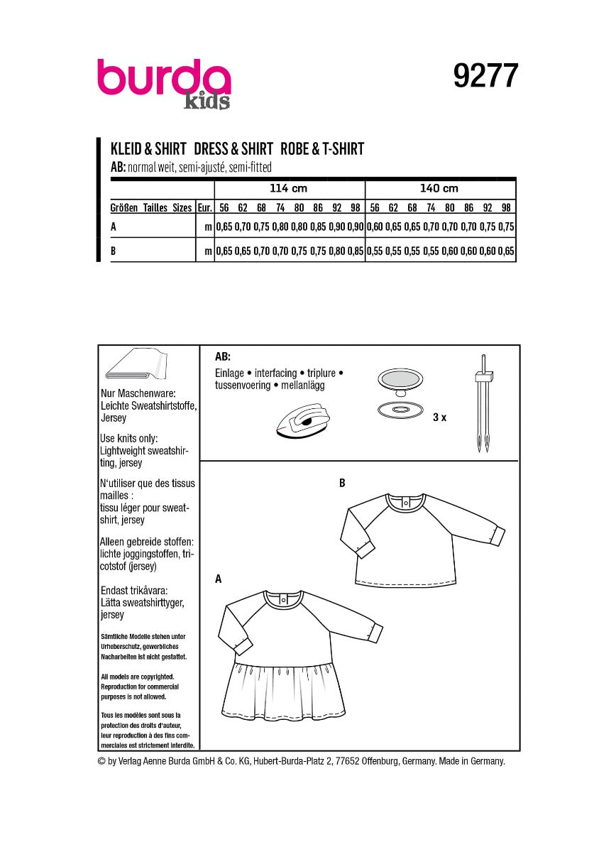 Schnittmuster Burda 9277 Kleid und Hemd - Ribes y Casals