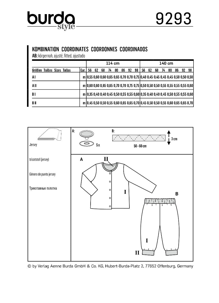 Schnittmuster Burda 9293 Jacke - Ribes y Casals