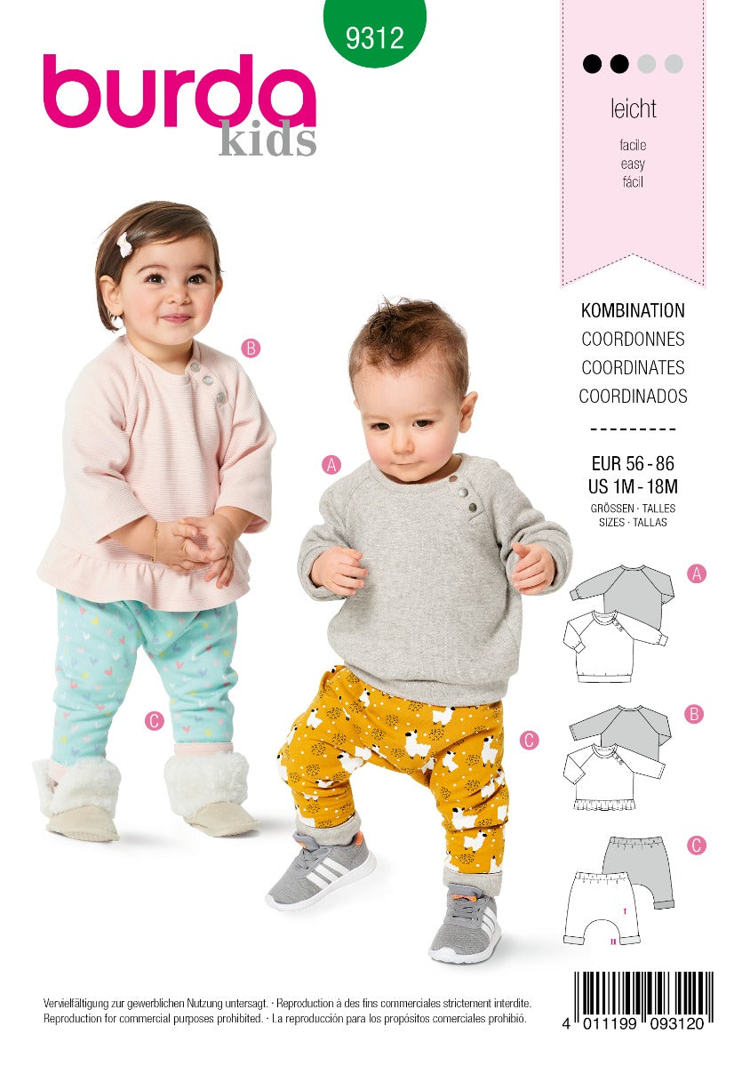 Burda 9312 Sweatshirt Schnittmuster - Ribes y Casals