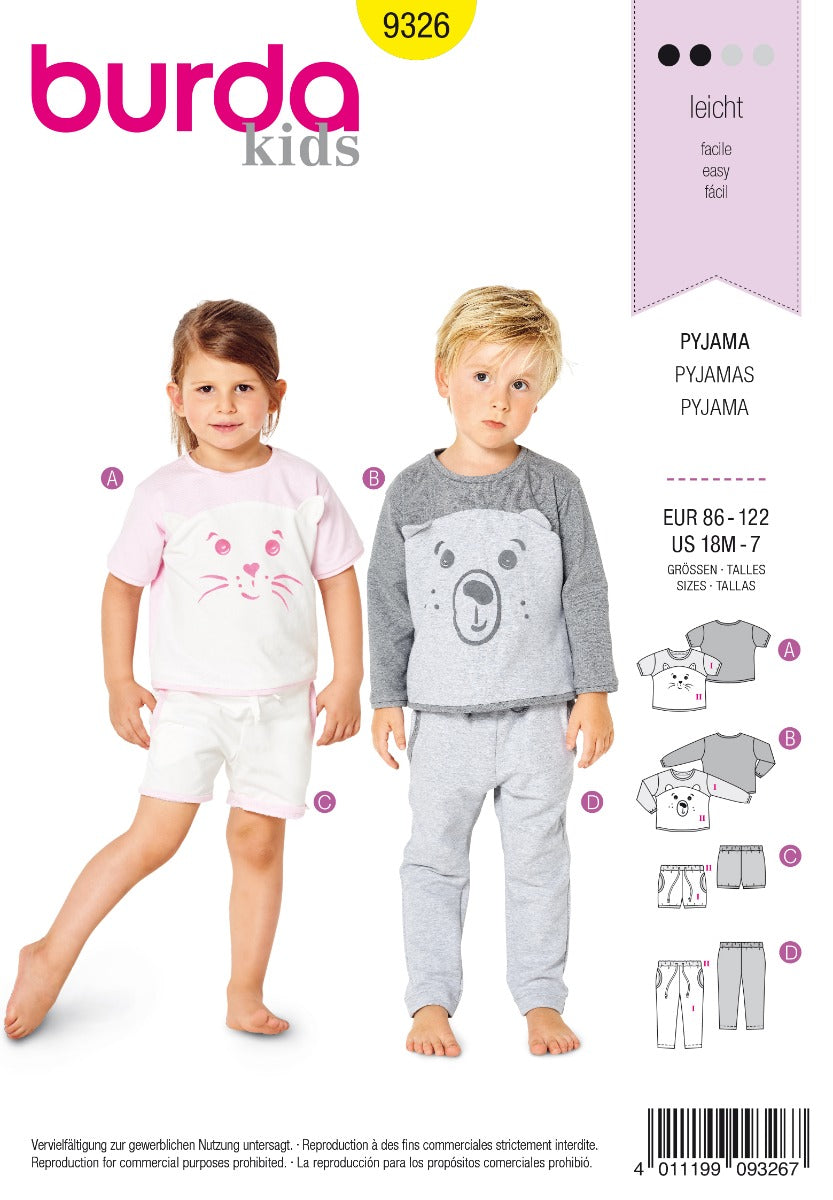 Schnittmuster Burda 9326 Pyjamas - Ribes y Casals